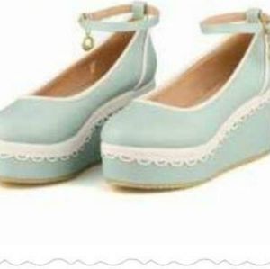 Pastel Blue Wedge Shoes